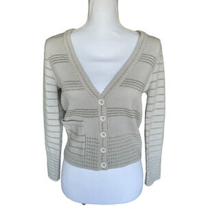 Marc by Marc Jacobs Wool Blend Cardigan Size Small Gray Silver Metal Thread